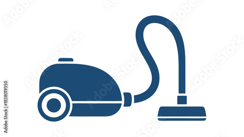 Blue Silhouette Of A Vacuum Cleaner With A Hose And Brush On A Black Background Clean Household Appliance