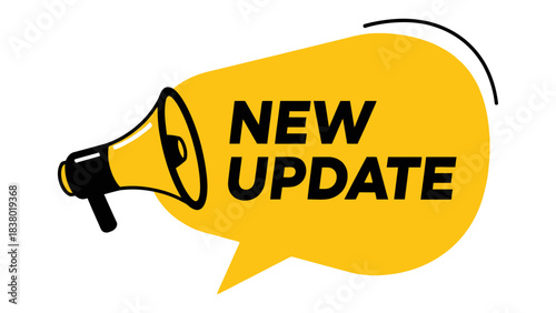 Megaphone with new update speech bubble banner. Loudspeaker. Can be used for business, marketing and advertising. vertor eps 10
