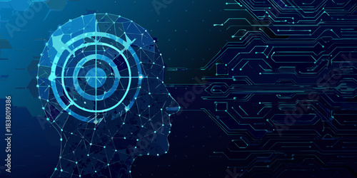 Artificial intelligence concept a human head formed from digital connections