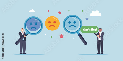 Analyzing customer emotions feedback through magnifying glasses and a satisfied result