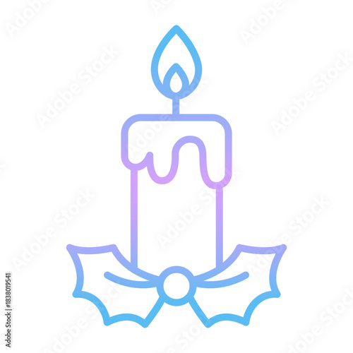Gradient Christmas candle icon vector illustration