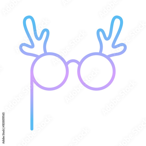 Christmas reindeer antlers glasses gradient icon – festive photo booth props for holiday party design, cards, web, print and New Year projects
