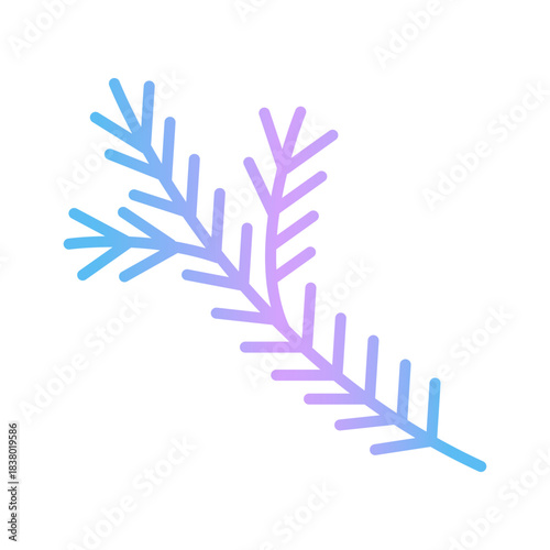 Minimalist Christmas fir branch gradient icon, clean festive vector for winter holiday designs.