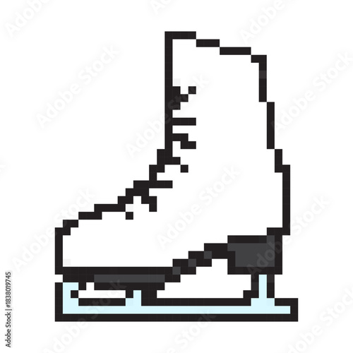 Ice skate pixel icon – winter vector illustration