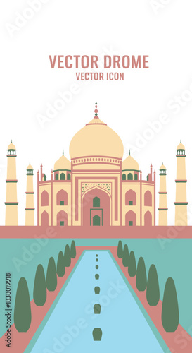 Taj Mahal in Agra India, a beautiful monument of love.