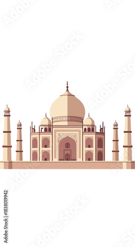 Taj Mahal in Agra India, a famous historical monument and wonder of the world.
