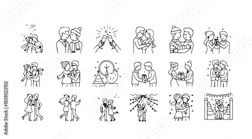 Collection of abstract expressive faces and figures in a unique illustrative silhouette style