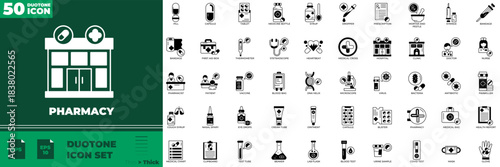 Pharmacy Duotone Editable Icons set