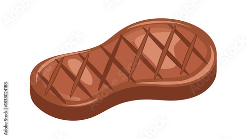 Close Up Of A Brown Grilled Steak With Crosshatch Grill Marks On A Black Background