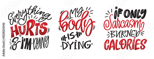 Hand drawn doodle lettering quote about yoga, gym, fitness, sport. Lettering for t-shirt design, mug print, bag print, clothes fashion. 100% hand drawn vector image.
