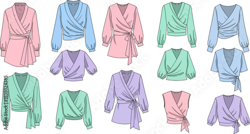 Colorful Wrap Robes in Pastel Shades Displayed Flat for Loungewear and Sleepwear