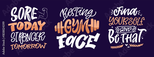 Hand drawn doodle lettering quote about yoga, gym, fitness, sport. Lettering for t-shirt design, mug print, bag print, clothes fashion. 100% hand drawn vector image.
