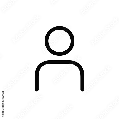 Simple outline icon representing a person or user profile, symbolizing identity and individuality in a minimalist design.