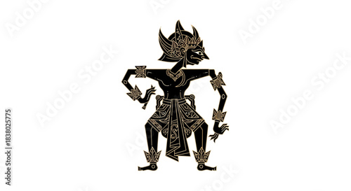 Traditional Indonesian Wayang Kulit shadow puppet character.