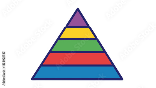 Colorful Layered Pyramid Chart Illustrating Hierarchical Structure With Five Levels In Blue Red Green Yellow And Purple Against A Black Background