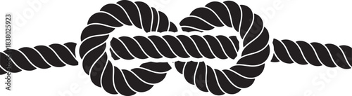 Black silhouette of a knot made from thick rope nautical