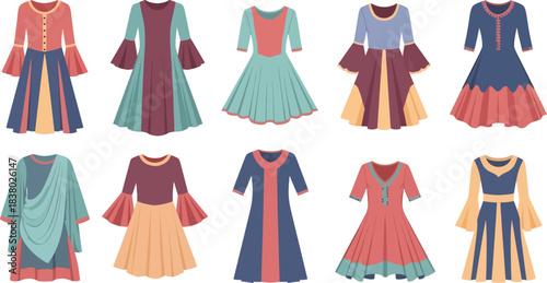 Colorful Vintage Style Dresses Array with Flared Skirts for Women