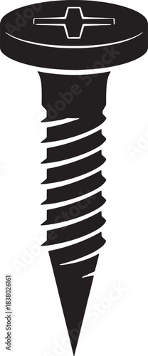 Black silhouette of a screw fastener metal