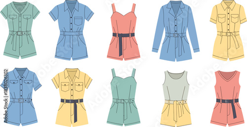 Colorful Women's Jumpsuits and Rompers in Pastel Tones for Fashion and Casual Wear