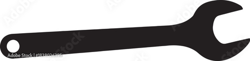 Black Silhouette of a Wrench on White tool spanner