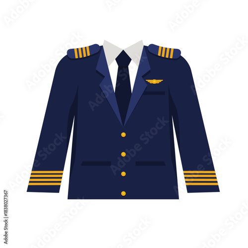 navy pilot uniform with gold stripes and buttons clip art preview