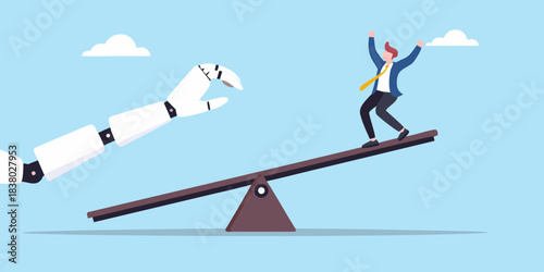 Balancing the future a human and robot on a seesaw