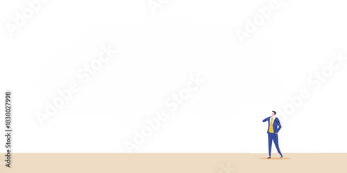 A person looking at a large blank thought bubble against a black background