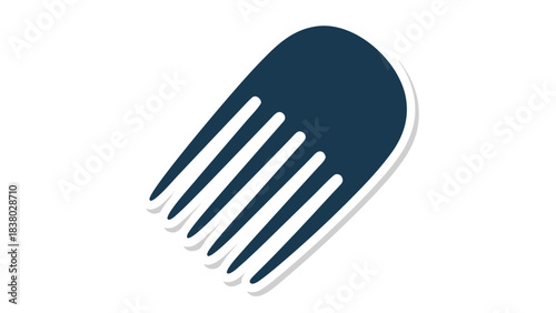 Dark Blue Fork With White Outline and Shadow Isolated on Black Background