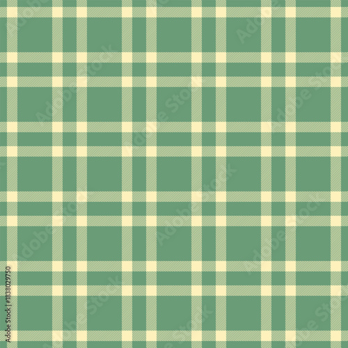 Cotton seamless background plaid, gift card texture tartan textile. Light fabric vector check pattern in green and light colors.