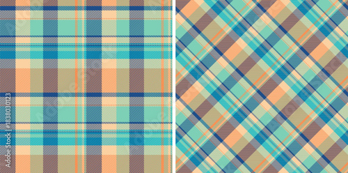 Pattern tartan texture of background vector seamless with a plaid textile check fabric. Set in trendy colors of book cover design ideas.