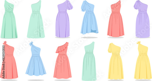 Colorful Swimsuits Set in Pastel Shades for Summer Beachwear