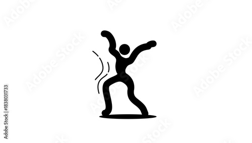 Modern dance sign, black isolated silhouette