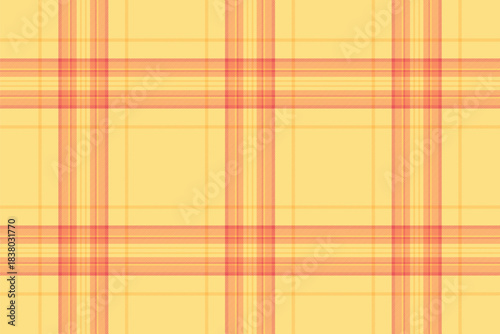 Weave fabric textile pattern, holiday seamless check plaid. Sixties vector texture background tartan in glossy gold and orange colors.