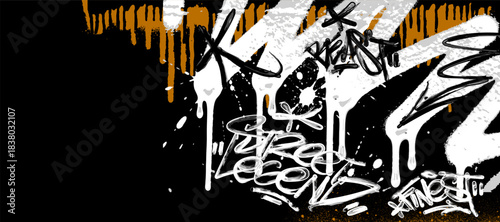 Graffiti background with scribbles. spray paint effect, splatters and tagging...