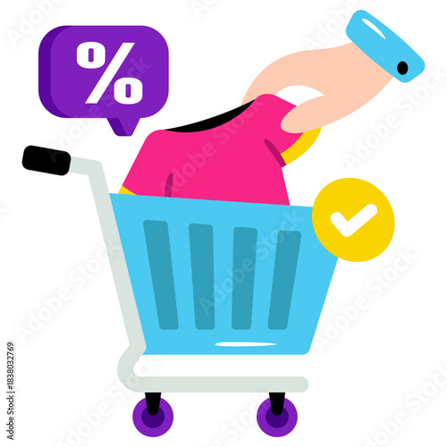 Shopping cart icon, editable vector