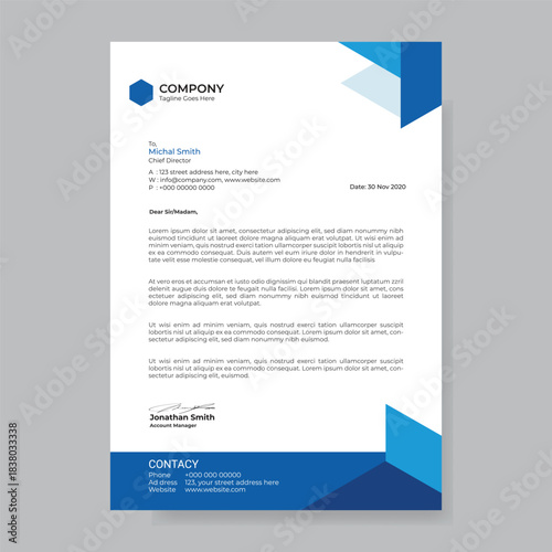 Modern creative abstract corporate business letterhead design template
