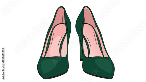 Elegant Forest Green Suede High Heel Pumps with Blush Pink Soles and Black Background a Classic Fashion Accessory for Women