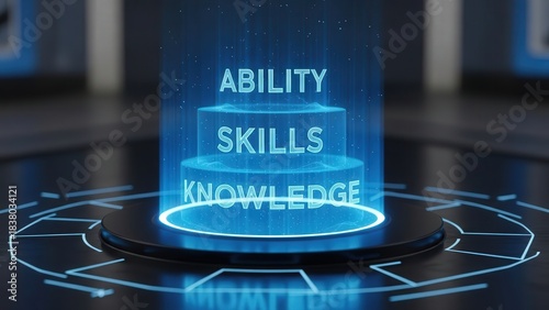 Cuttingedge holographic user interface showcasing dynamic icons and adaptive learning modules