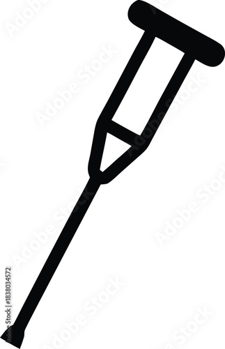 Crutch silhouette vector illustration, walking aid graphic element