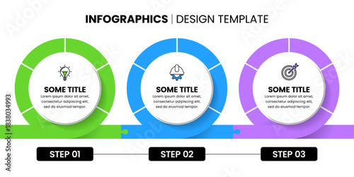 Infographic template. Loop with 3 circles and line