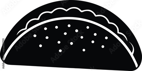 Corn tortilla taco graphic, filled food shell vector element