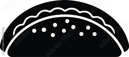 Traditional mexican dish, taco silhouette illustration