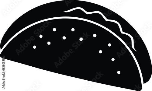 Minimalist taco icon, simple mexican cuisine graphic.
