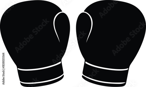 Boxing gloves silhouette vector illustration, standard sport equipment graphic element
