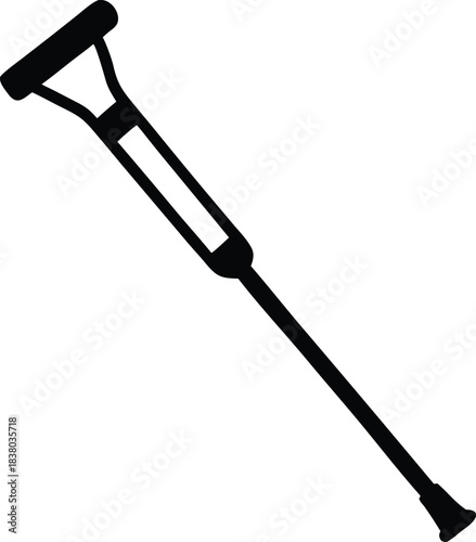 crutch silhouette, black medical aid icon on white background