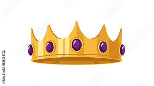 Golden Crown Adorned with Purple Gemstones Regal Symbol of Royalty and Power Isolated on Black Background Detailed Pixel Art