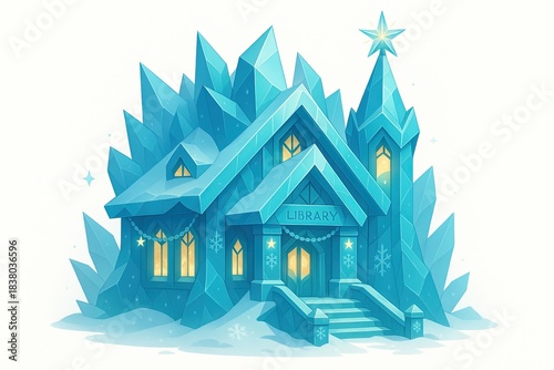 Enchanted Ice Library in a Winter Wonderland