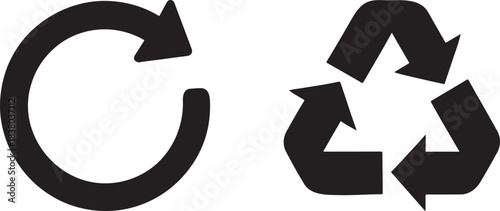 Clean recycle icons in bold silhouette style for eco, waste management, and sustainability design.