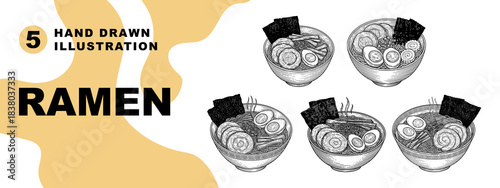 Set of engraving Ramen noodle