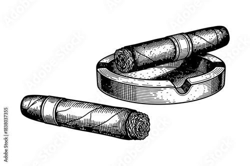 Engraving hand drawn cigar